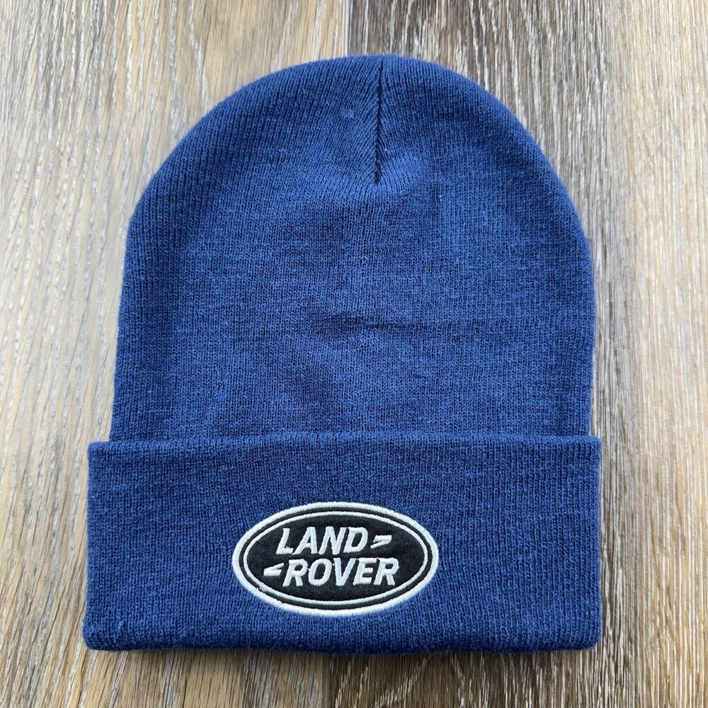 Land Rover Beanie Hat Mens Blue Racing Embroidered THICK Knit Winter Skull Cap